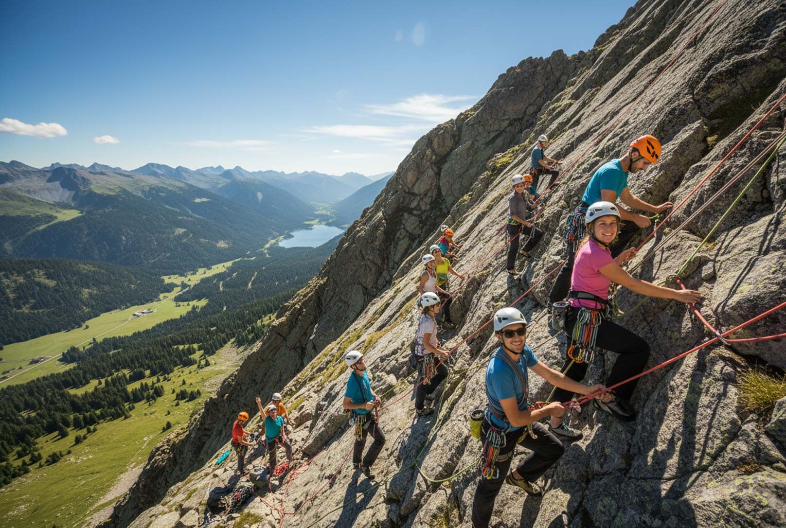 Team Building Event in den Bergen - Gruppe Klettern